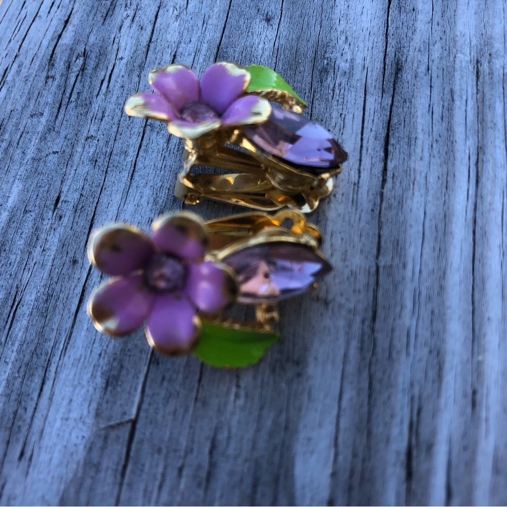 Vintage Purple Clip-On Earrings